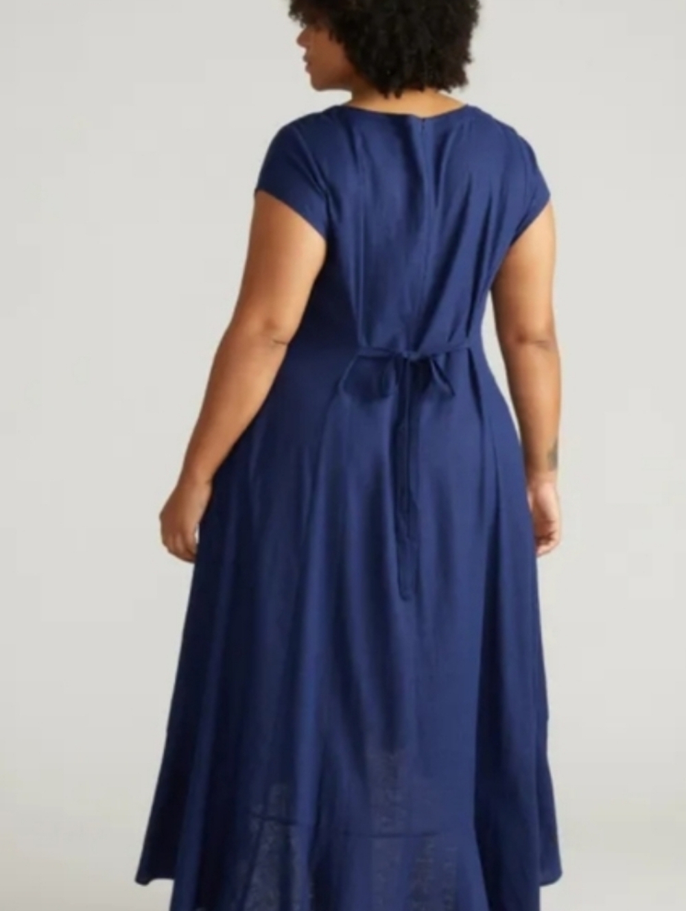 Universal Standard Sunset Linen Flounce Dress In Cenote (Size S/14-16) - Picture 4 of 12